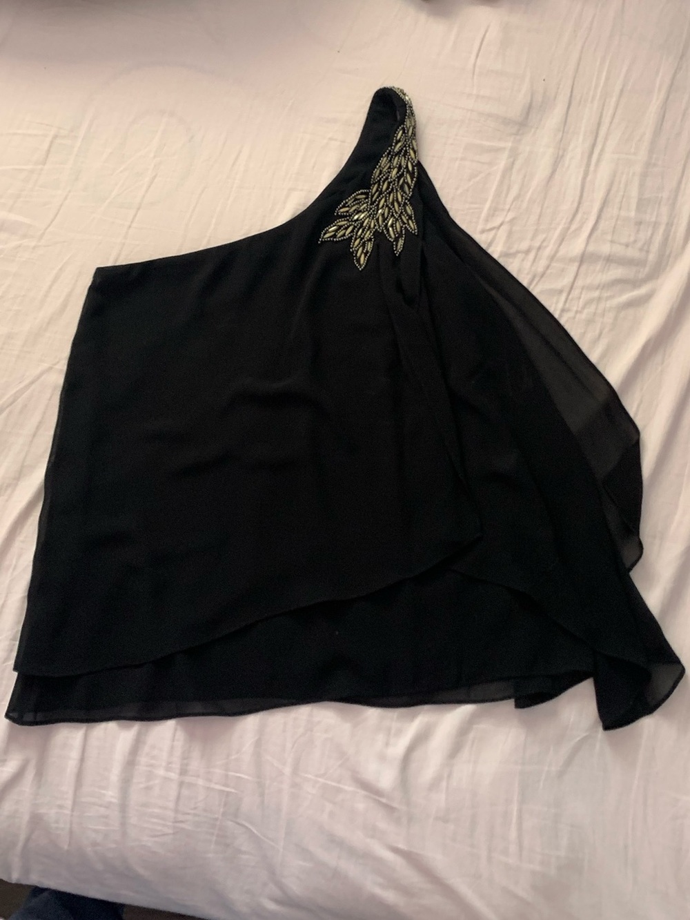 Guess Black One-Shoulder Embellished Tank Top